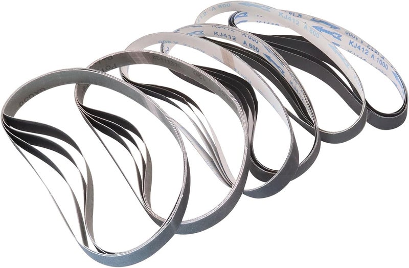 Donanim 24 Pack 1x30 Sanding Belts for Knife Sharpening, Silicon Carbide 1 x 30 Sanding Belts 120 240 400 600 800 1000 Assorted Grits for 1 x 30 Belt Sander, 1 x 30 Inch Sanding Belts for Metal Working - Image 1